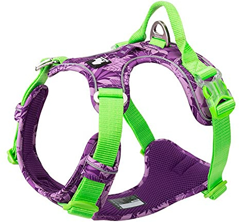 Dog Harness No Pull Adjustable Reflective Step-in Soft Nylon For Small Large Pet TLH5653(M, Camouflage Purple)