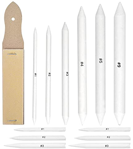 13 Stück schleifpapi set Mischen Papierwischer Set Blendende Stümpfe und Tortillions Set mit 1 Stück Schleifpapier Bleistiftspitzer Zeichenzubehör Set für Künstler Kinder Student Skizze Zeichnen