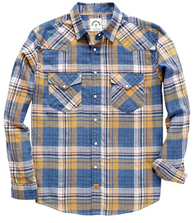 Dubinik® flanellskjorta herr Långärmad flanellskjorta herr Pearl Snap Western Denim Vintage Pocket Rutig skjorta