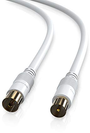 conecto Câble d'antenne SAT Câble coaxial Câble de satellite TV 0,50m double blindage, connecteur IEC sur connecteur IEC femelle, pour HDTV, récepteur, satellite, DAB, radio, blanc