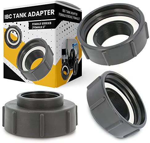 IBC-tankanslutning, vattentank-skruvar, behållaranslutning, vattentank-adapter, tankadapter, vattentankanslutningar, regntunna, avloppsadapter, tank-kontakt (S100 x 8/2 tum IG)