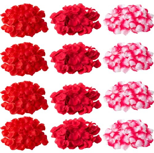 Molyorch 3000 Stück Künstliche Rosenblätter, Rosen Blätter Romantische, Romantische Rosenblüten Deko, für Hochzeitsdekoration, Romantische Atmosphäre (3 Rot)