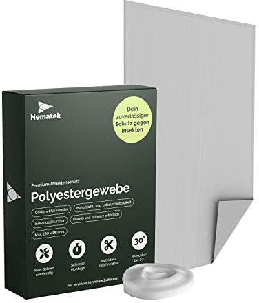 Nematek Polyester Fliegennetz Fenster - Fliegengitter Fenster ohne Bohren - Fliegengitter zum Kleben - individuell zuschneidbar - Fliegengitter (Schwarz, 100x100 cm)