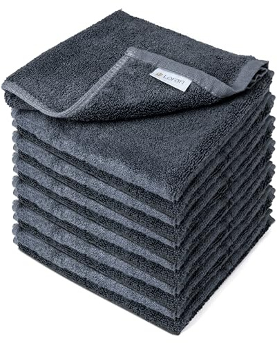 Set di 6 panni morbidi per il corpo, 33 x 33 cm, 70% viscosa, derivati dal bambù, 30% cotone, effetto spa, setosi, per la pulizia della pelle, colore: grigio antracite
