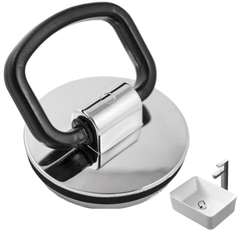 Bouchon d'évier de cuisine - 45 mm - Chrome - Bouchon d'évier de rechange - Bouchon de baignoire et chaîne avec poignée - Plastique ABS poli et joint en caoutchouc - Pour évier de salle de bain et