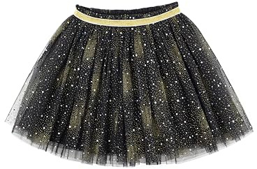 Jupe tutu pour bébé et enfant fille - Ciel étoilé - Paillettes - Mini jupe en tulle - Jupe de ballet avec taille élastique - Jolie pour 2 à 12 ans, Noir 01, 2-3 ans
