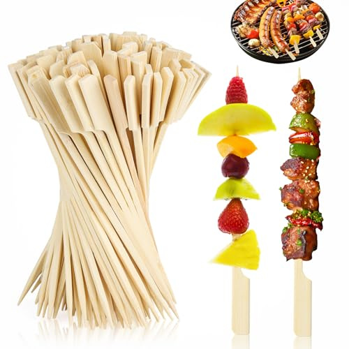 150 stycken träspett, 15 cm träspett för fingerfood, biologiskt nedbrytbara kebabspett av bambu, bambufingermatsspett för grillspett, burger-spett, fruktspett, cocktail-spett