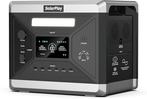 SolarPlay Generatore Di Corrente Portatile 2400W, Generatore Solare 2160Wh con Batteria LiFePO4, 12 Porte, per Campeggio, Camper, RV, Viaggi, Emergenza Mancanza