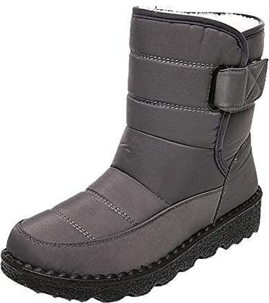 Zapatillas de estar por casa para mujer y hombre, invierno, para mujeres, cálidas al aire libre, botas de invierno, botines, zapatos, botas para mujer, tallas pequeñas, gris, 40