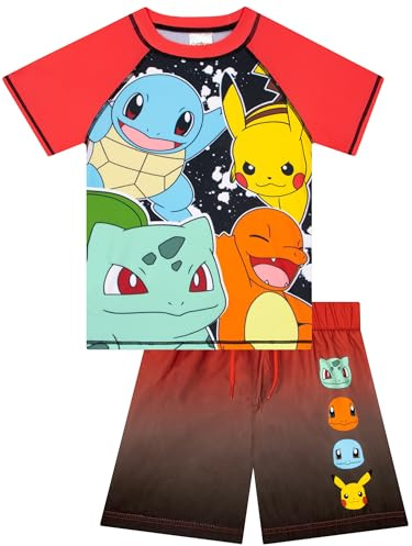 Pokémon Badkläder För Pojkar, Badset Med Bulbasaur, Charmander Och Pikachu, 2-Delat Badset, Röd 146