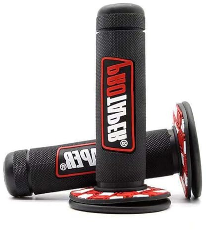 MUNZE Manopole Moto 1 Paio Nero Rosso 22/24Mm Manubrio 7/8 Gomma Antivibrante Dirt Bike Pit Bike