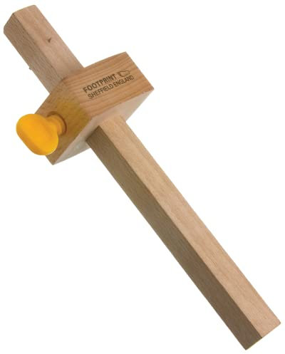 Footprint Tools Beechwood Marking Gauge - Hardened Steel Pin, Sturdy Plastic Thumb Screw, Durable Wooden Head and Stem. Scribe for Marking Lines Parallel to Edges in Woodwork and Carpentry.