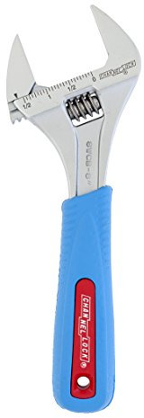 Channellock 8WCB 8-Inch WideAzz Adjustable Wrench|1.5-Inch Wide Jaw Opening|Precise Jaw Design Grips Tight-Even in Tight Spaces|Measurement Scales Engraved on The Tool|Code Blue Comfort Grip