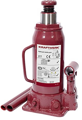 KRAFTWERK Stempelwagenheber | Wagenheber Hydraulisch 2t | Wagenheber Hubbereich 181-345 mm | Hohe Stabilität für sicheres Anheben | Kraftwerk Flaschenwagenheber Art. Nr. 3975