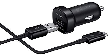 Samsung Mini caricabatteria da auto adattivo con cavo micro USB, colore nero