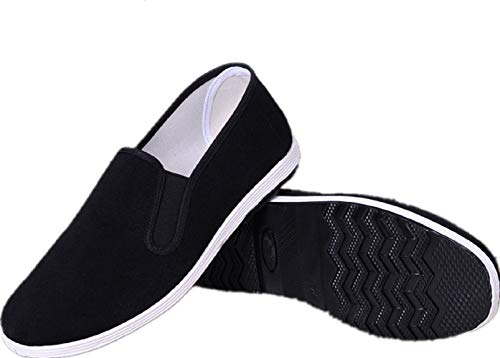 AioTio Chinesische traditionelle Peking-Stil Schuhe Kung Fu Tai Chi Schuhe Gummisohle Unisex Schwarz (255mm 41EU)