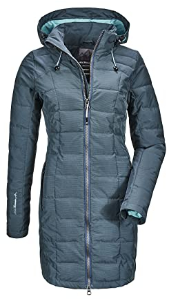 Killtec Damen Skane Wmn Quiltet Prk Parka In Daunenoptik Mit Abzippbarer Kapuze, Blau/Grün, 42 EU