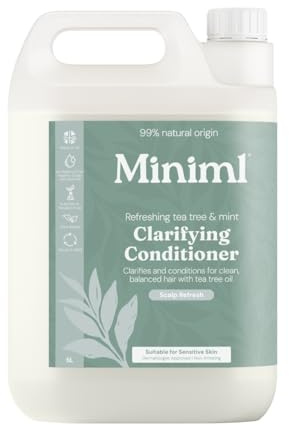 Miniml Natural Hair Conditioner Eco Friendly - 5L Refill Tea Tree & Mint Men and Womens Sensitive Scalp & Skin Cruelty Free Vegan Formula - For Greasy, Curly, Dry Hair