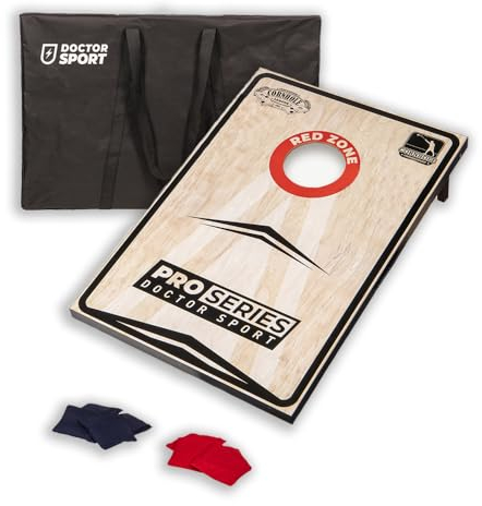 Dr Sport Cornhole Pro Cornhole Pro Cornhole Board Set, 120 x 60 cm, reguläre Größe, Kiefernholz, 8 Sitzsäcke für Größe und Gewicht, inkl. Tragetasche aus Segeltuch, für alle Altersgruppen