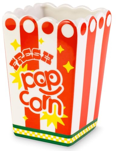 ban.do Decorative Ceramic Vase, Tall Vase for Centerpiece, Popcorn Bucket, Unique Vase for Home/Kitchen/Office Decor, Popcorn Bag