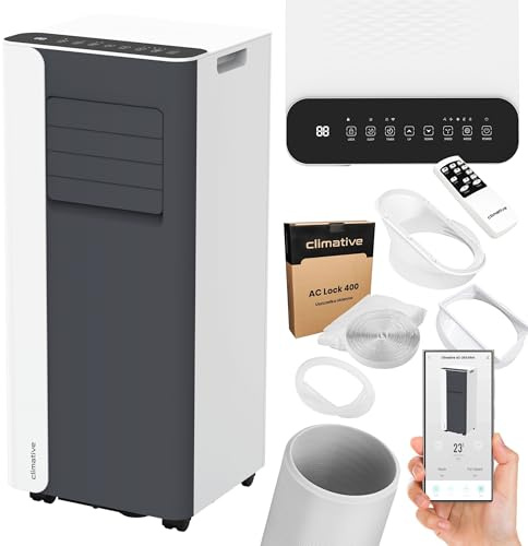 Climative Mobile Klimaanlage 9000 BTU WiFi Tuya Smart Klimaanlage Mobil mit Abluftschlauch Mini 2,6 kW 3-in-1 Portable Air Conditioner 26 m² Fensterabdichtung