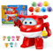 Super Wings Lucky Ball Spielzeug Jett, 20,5 cm, 7 Lucky Ball 2-in-1-Transformator-Spielzeug, mit 3 Sets von DIY-Aufklebern, Spielzeug-Flugzeuge und -Roboter für Kinder Jungen und Mädchen ab 3 Jahren