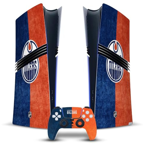 Head Case Designs Offizielle NHL Halb beunruhigt Edmonton Oilers Vinyl Haut Gaming Aufkleber kompatibel mit Sony PlayStation 5 PS5 Pro Digital Edition Console & DualSense Controller