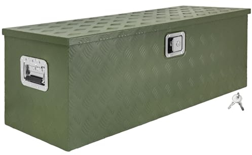 Trucky Boîte à Timon Vert Boîte à outils Caisse de camion Boîte en Aluminium sélection Box de remorque avec couvercle Verrouillable Boîte de Transport Rangement