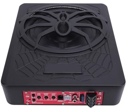 Halearo 10 tum 800 W tunn subwoofer för bil under sätet med kraftfullt basljud med LED-omgivande ljus för bilar (färgrik)
