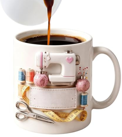 Kaffemuggar Med Symaskinsmönster Rolig Och Humoristisk Keramikkopp Med 350 | Keramikkopp Med Sömotiv För Skolan Studentrummet Restaurangen Kontoret Juice Mjölk Öl Läsk Te Och Andra Drycke