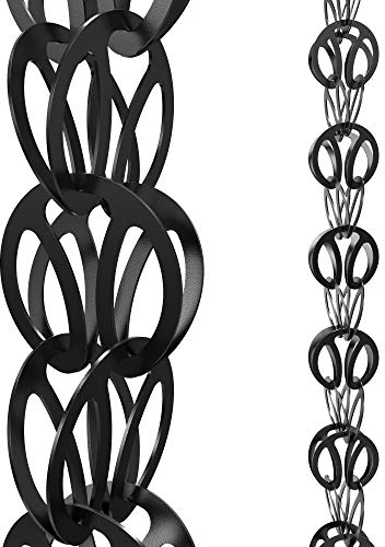 Rain Chains Direct - Modern Loop Rain Chain - 8.5 FT - Durable Black Powder-Coated Aluminum - Premium Rain Chains for Gutters
