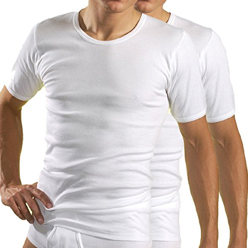 HERMKO 3840 2er Pack Herren Kurzarm Shirt (Weitere Farben), 100% Bio-Baumwolle, Größe:D 7 = EU XL, Farbe:weiß