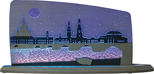 WEIGLA - Schwibbogen original Erzgebirge I Motiv Dresden bei Nacht I Dekoleuchte I LED-Lichterbogen I Größe 47 x 22 x 8,2 cm I Inklusive Beleuchtung I Deko innen I aus Holz & Acryl