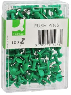 Q-Connect 916593 Punaise Épingles Mémo Boîte -verte