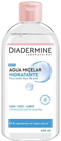 Diadermine - Feuchtigkeitsspendendes Mizellenwasser, 400 ml, Formel mit Aloe Vera, entfernt sanft Make-up von Gesicht und Augen, saubere, gereinigte und hydratisierte Haut