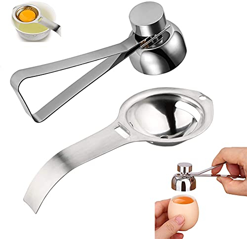 Apriscatole a Guscio d'Uovo In Acciaio Apriscatole In Acciaio Inossidabile, Separatore Di Albume, Tagliauovo In Acciaio Inossidabile, Semplice Utensile Da Cucina Per Uova Sode (Argento)