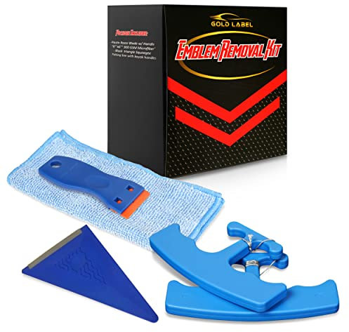 Gold Label Detailing Emblem Removal Tool Kit - Car Surface Logo Emblem Remover Kit with 6 x 6 Plush Microfiber Towel for Car Wrapping Film Installation (Basic Kit)