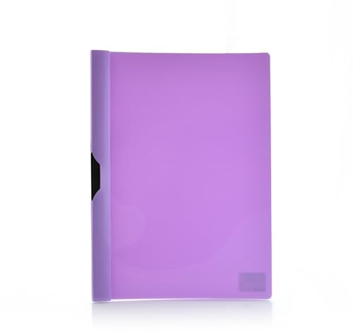 Office Box, Pack 10 Dossier Carpeta Clip It con Pinza de Plástico A4 Colorline con Portada Transparente y Capacidad Hasta 30 Hojas en PP 100% ECO de Colorline. (Morado)