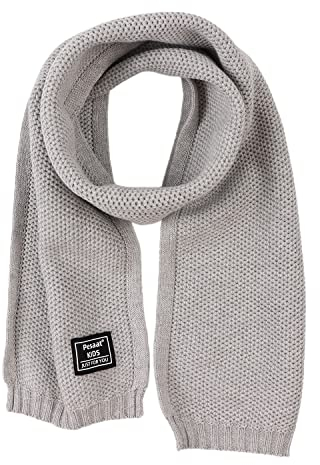 Pesaat Winter Schal Baby Kinder Strickschal 100% Baumwolle Warmes Halstuch Mädchen Jungen Weicher Schön Schals (Hellgrau)