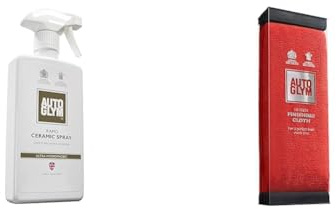 Autoglym Rapid Ceramic Spray Ultra Hydrophobic, 500ml - Tropical Scented Ceramic Coating Car Spray Wax & AG 560008 Hi-Tech Finishing Cloth, Red, 31.0 cm*24.0 cm*13.0 cm