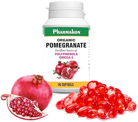 PHARMAKON Organic Pomegranate Extract, Highly Bioavailable Softgels, Full Spectrum Contains Polyphenols + Omega 5