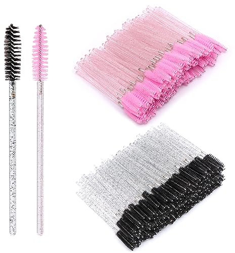 ZOCONE 200 Pezzi Pennello per Ciglia Monouso con Manico in Cristallo, Scovolino Ciglia Monouso, Scovolini Mascara Monouso Pennello per Extension Ciglia Microbrush per Sopracciglia/Ciglio