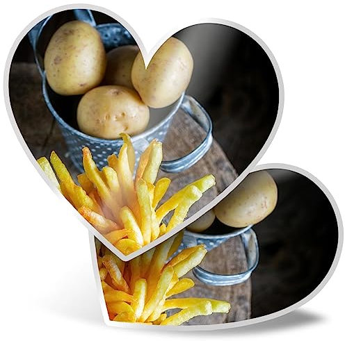 2 x Vinyl Stickers 15 cm - Heart Shape French Fries Chips Food Art Print Decal Laptop Tablet Luggage Car Wall Fridge Door Sticker #63110