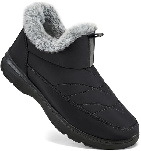 Ecetana Women's Winter Snow Boots Slip On Ankle Boots with Warm Fur Lined
