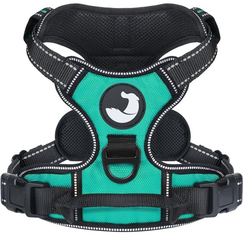 Joytale No Pull Dog Harness Medium Sized Dog, Reflective Pet Vest with Front Clip, Adjustable Soft Padded Harnesses with Easy Control Handle for Training and Walking, Teal, M