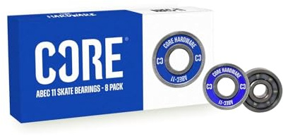 CORE ABEC 11 Skateboard Bearings - Pack of 8/4 Premium Sealed 608 Bearings for Skateboards, Longboards, Stunt Scooters and Roller Skates (8 Pack, Blue ABEC 11)