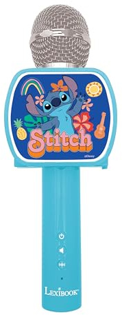 Lexibook, Disney Stitch, Microfono Bluetooth® con Funzione di Cambio Voce, Altoparlante Integrato, Supporto per Telefono Incluso, Blu, MIC240D