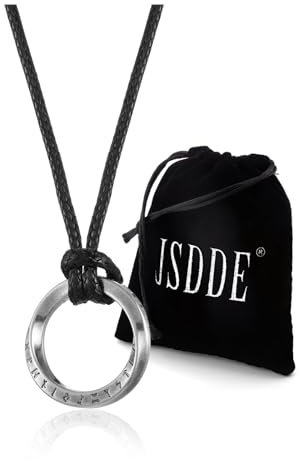 JSDDE Wikinger Rune Kette für Herren Damen, Mobius Anhänger Halskette Punk PU Lederkette, Männer Herren Kette, Wikinger Schmuck für Geburtstag Valentinstag