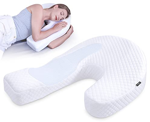 HOMCA Side Sleeper Pillows for Adults, Memory Foam U Shaped Pillows for Neck Pain Relief with Firm Support for Cervical Alignment, Cervical Neck Pillow for Side Sleepers (Upgraded Version)