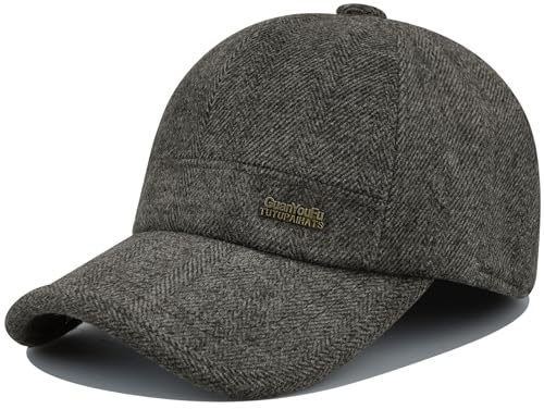 Clakllie Baseballkeps män vinter varm ull fleece med öronlappar toppig mössa utomhus sport keps män vinter höst